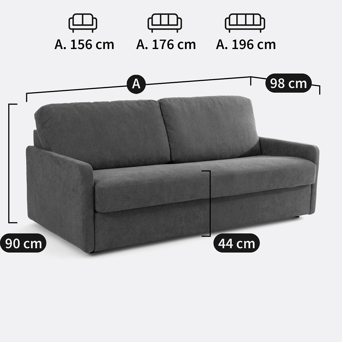 Sofá cama moteado con textura, musgo, Marta caramelo, LA REDOUTE INTERIEURS