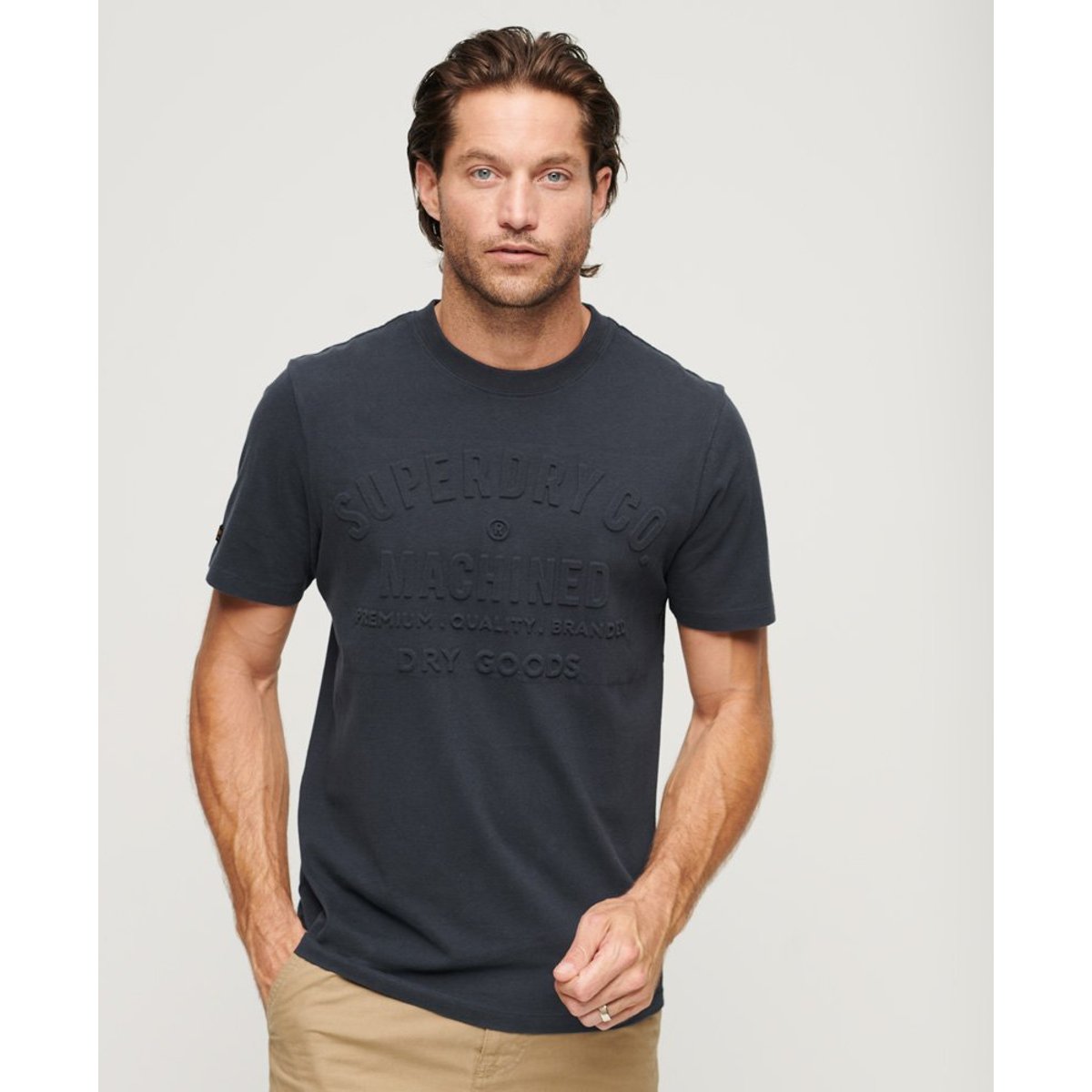 T-shirt à motif Workwear en relief gris glacier chiné, SUPERDRY