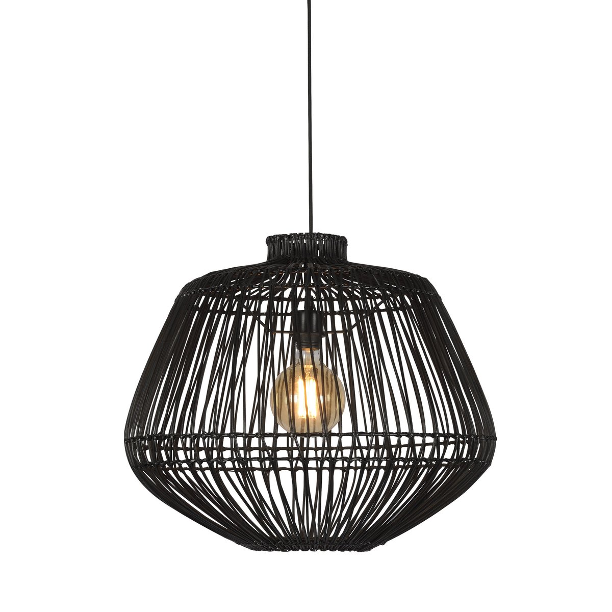 Lampe Suspendue Rotin MADAGASCAR noir, GOOD & MOJO