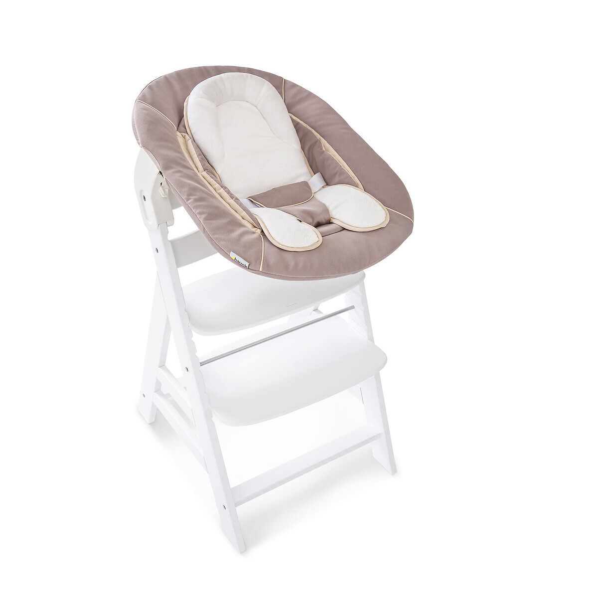 Transat balancelle pour chaise haute évolutive Alpha 2 en 1 marron beige, HAUCK