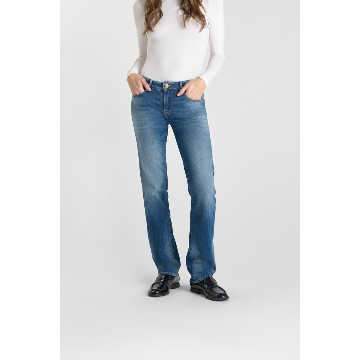 Jeans push-up droite PULP, longueur 34 blue, LE TEMPS DES CERISES