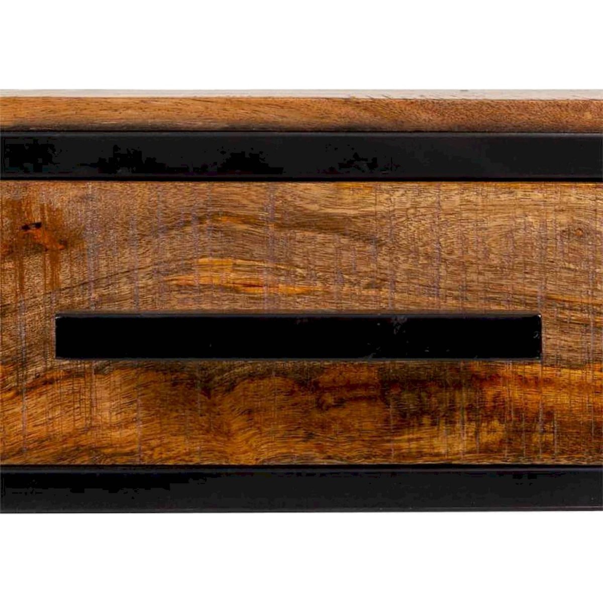 Table de chevet carrée en bois et métal bois foncé et noir mat, RECOLLECTION