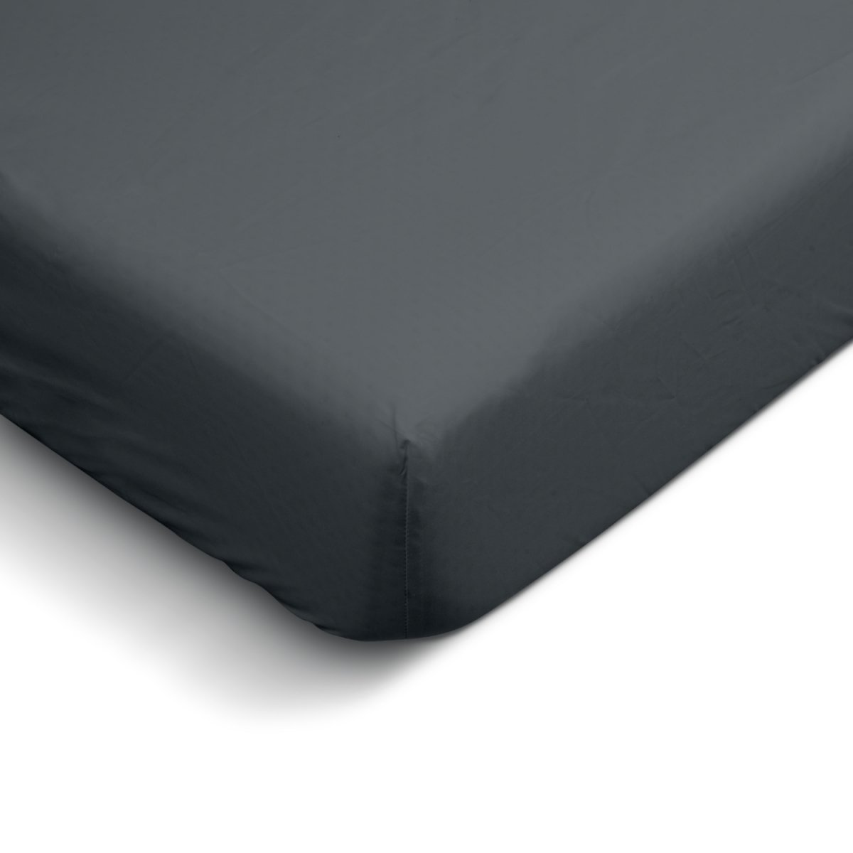 Drap housse uni PERCALE DE COTON anthracite, BLEU CALIN