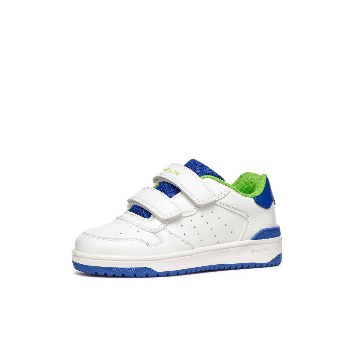 Kids Washiba Breathable Trainers with Touch 'n' Close Fastening black/white/blue, GEOX