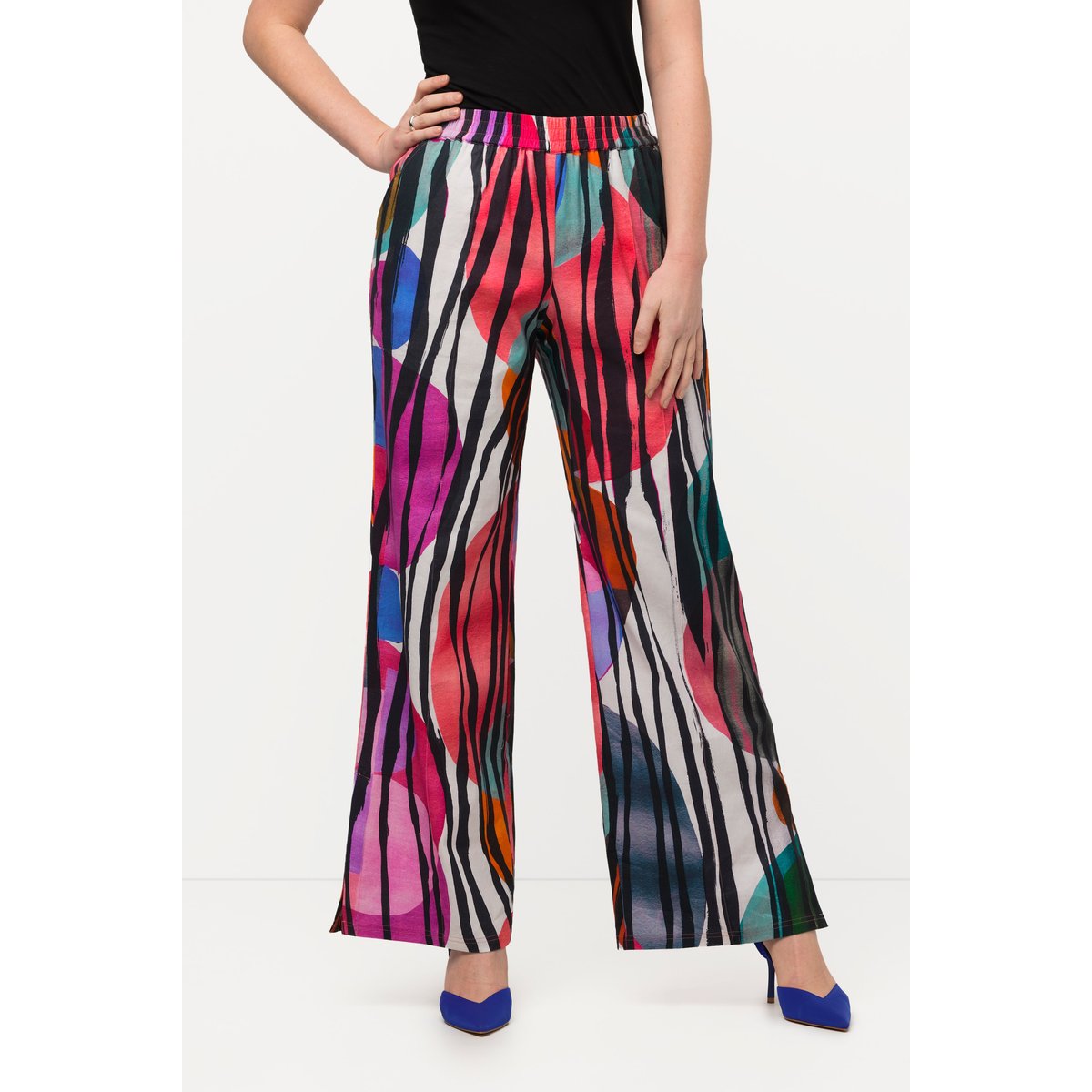 Pantalon en lin mélangé. Pli blanc neige, ULLA POPKEN