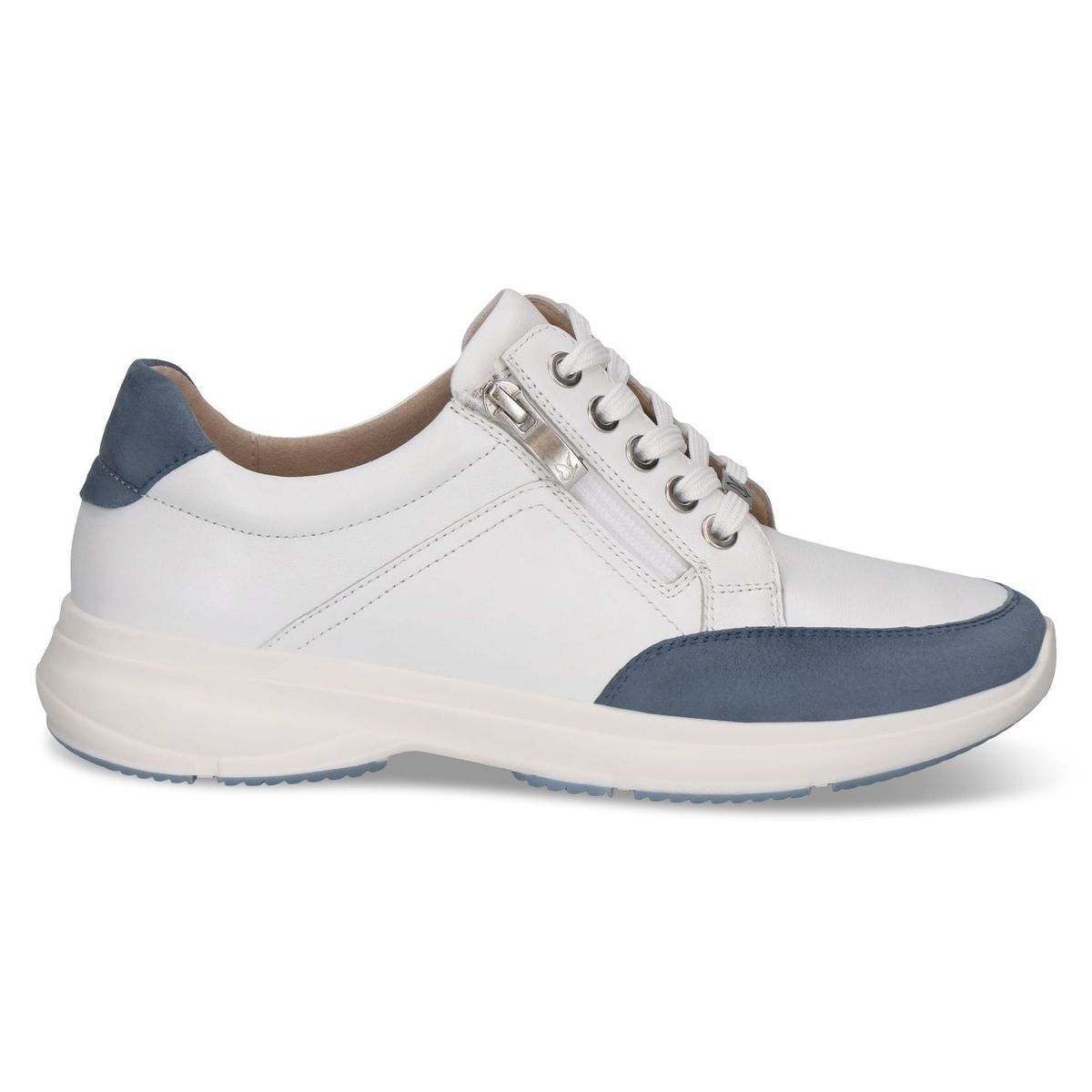 Basket en cuir blanc / bleu clair, CAPRICE