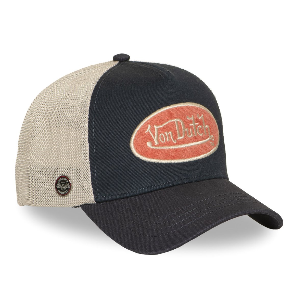 Casquette trucker TERRY bleu foncé/beige/rose, VON DUTCH