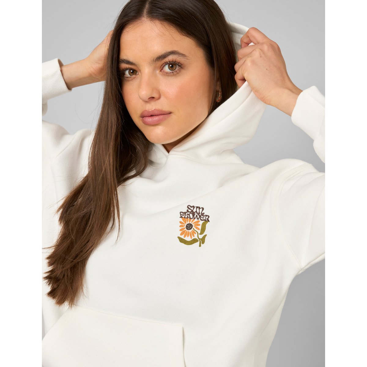 Sweat à capuche blanc écru, BZB