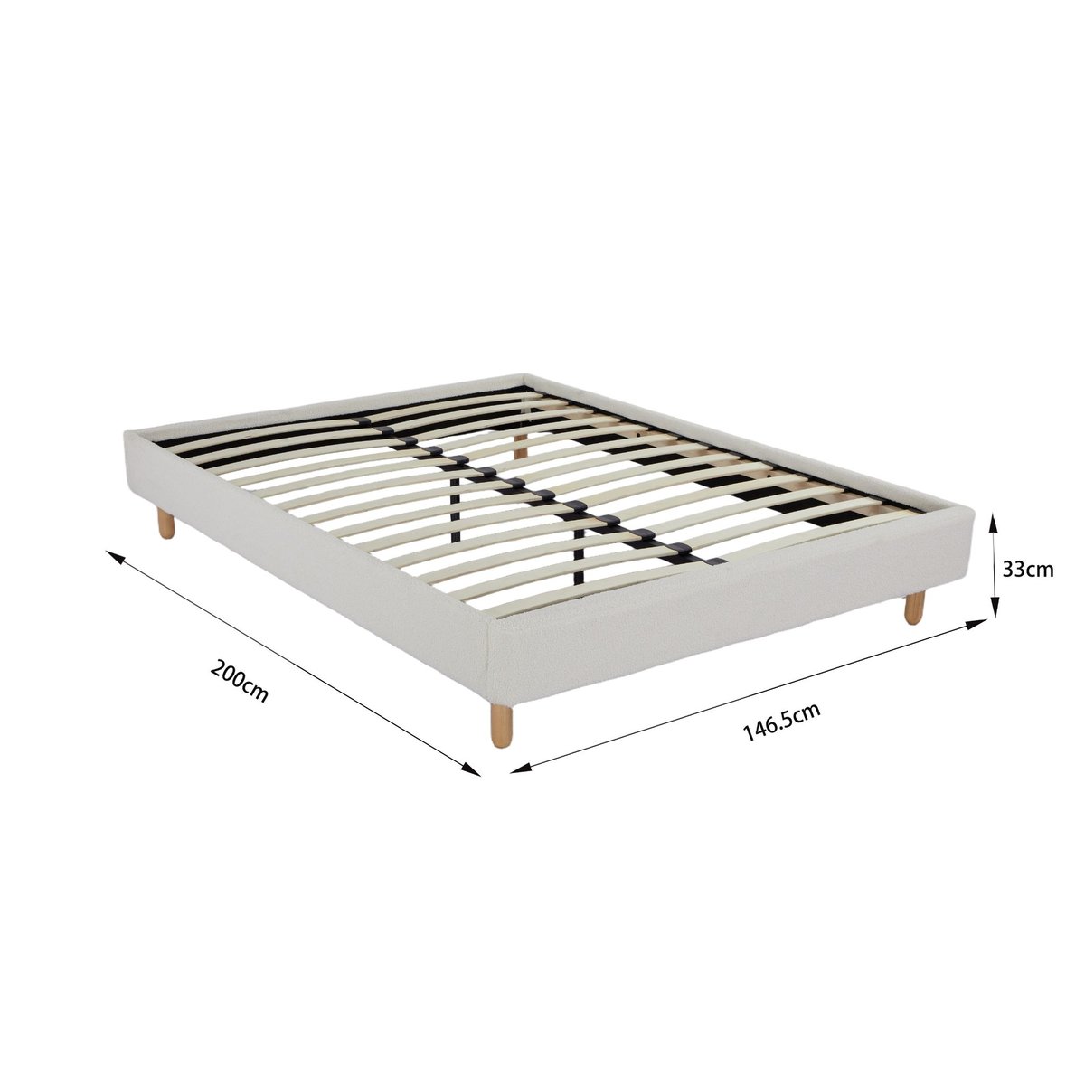 Sommier kit bouclette en tissu sherpa 13 lattes ivoire, TERRE DE NUIT