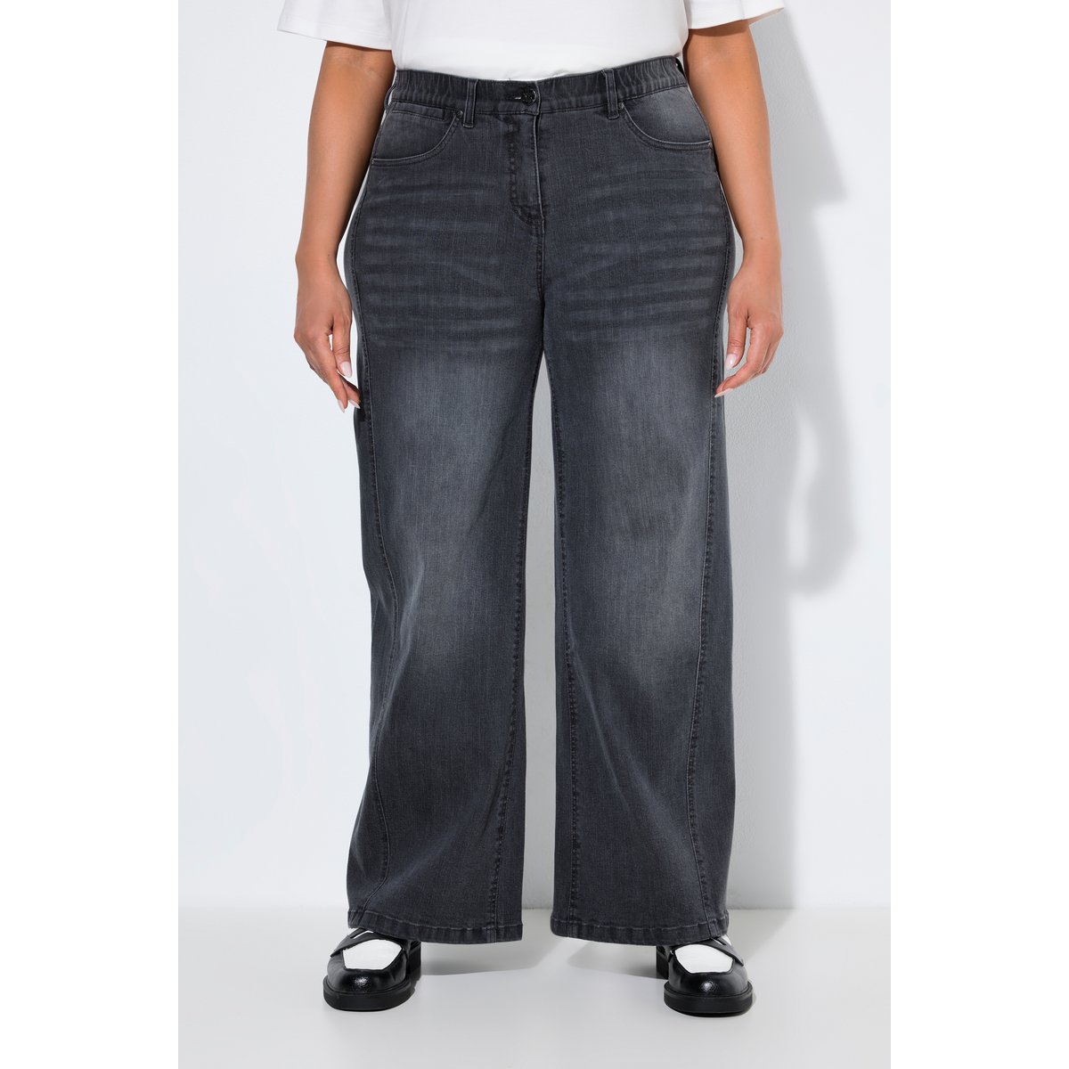 Jean Mary, coupe large jean gris foncé, ULLA POPKEN