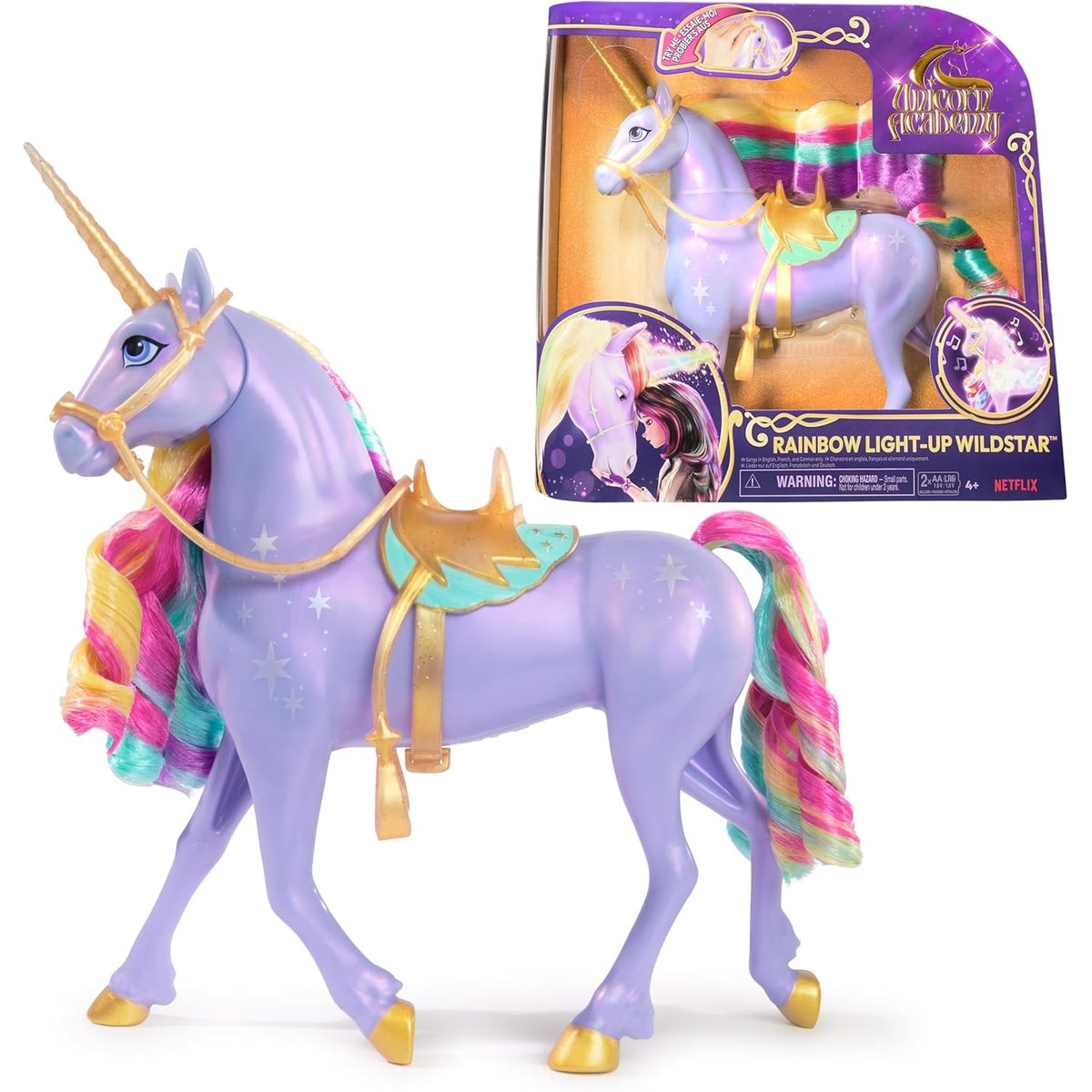 Unicorn Academy Licorne Interactive avec son et lumière Wildstar multicolore, SPIN MASTER