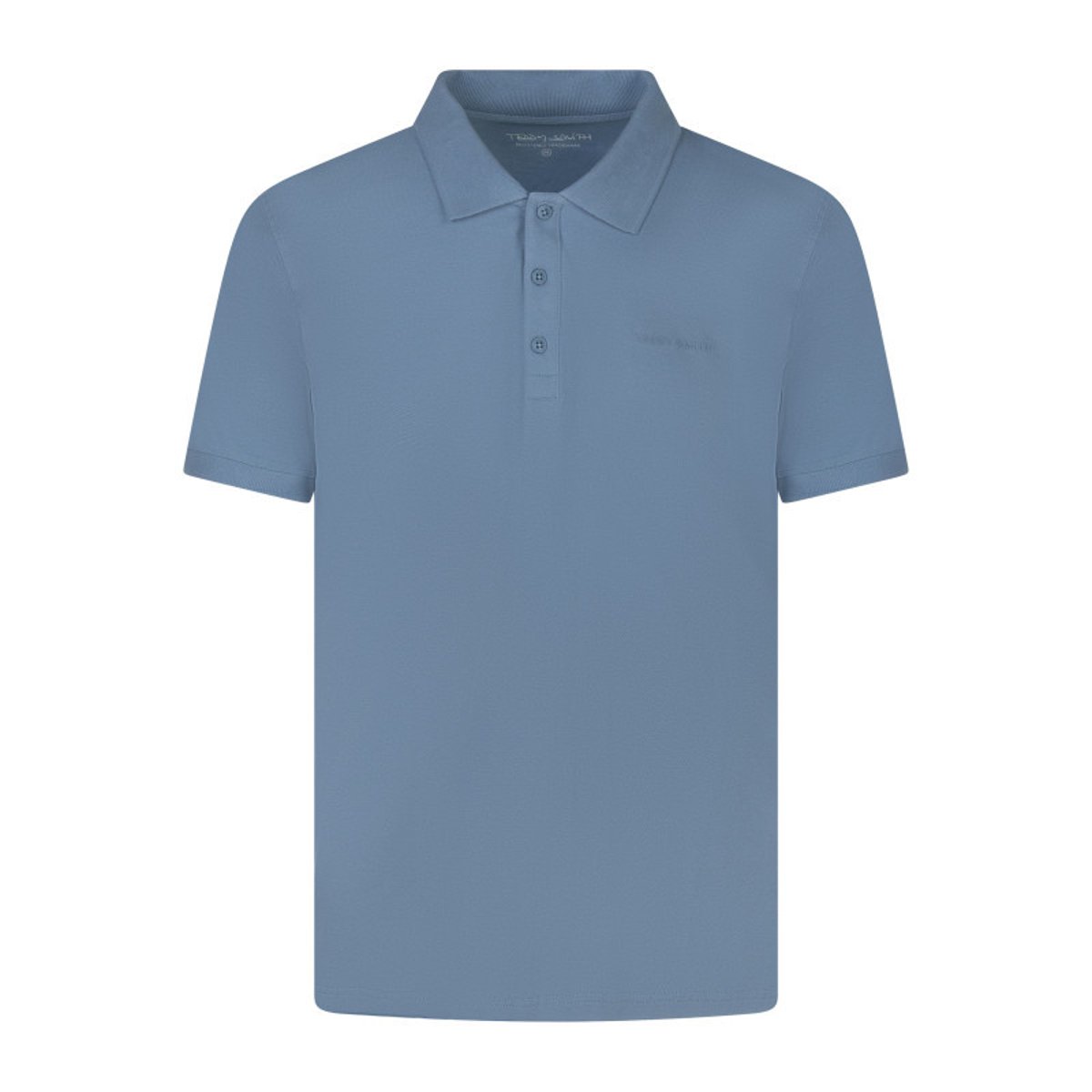 Polo en coton bleu ciel uni avec une coupe ajustée et des boutons ciel, TEDDY SMITH