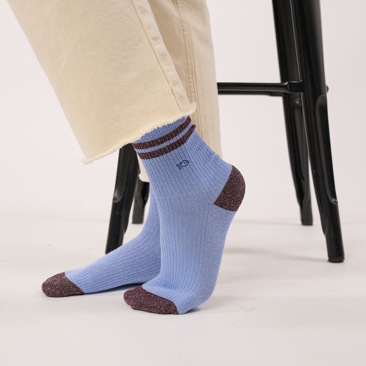 Chaussettes en coton peigné VINTAGE bleu gris, BILLYBELT
