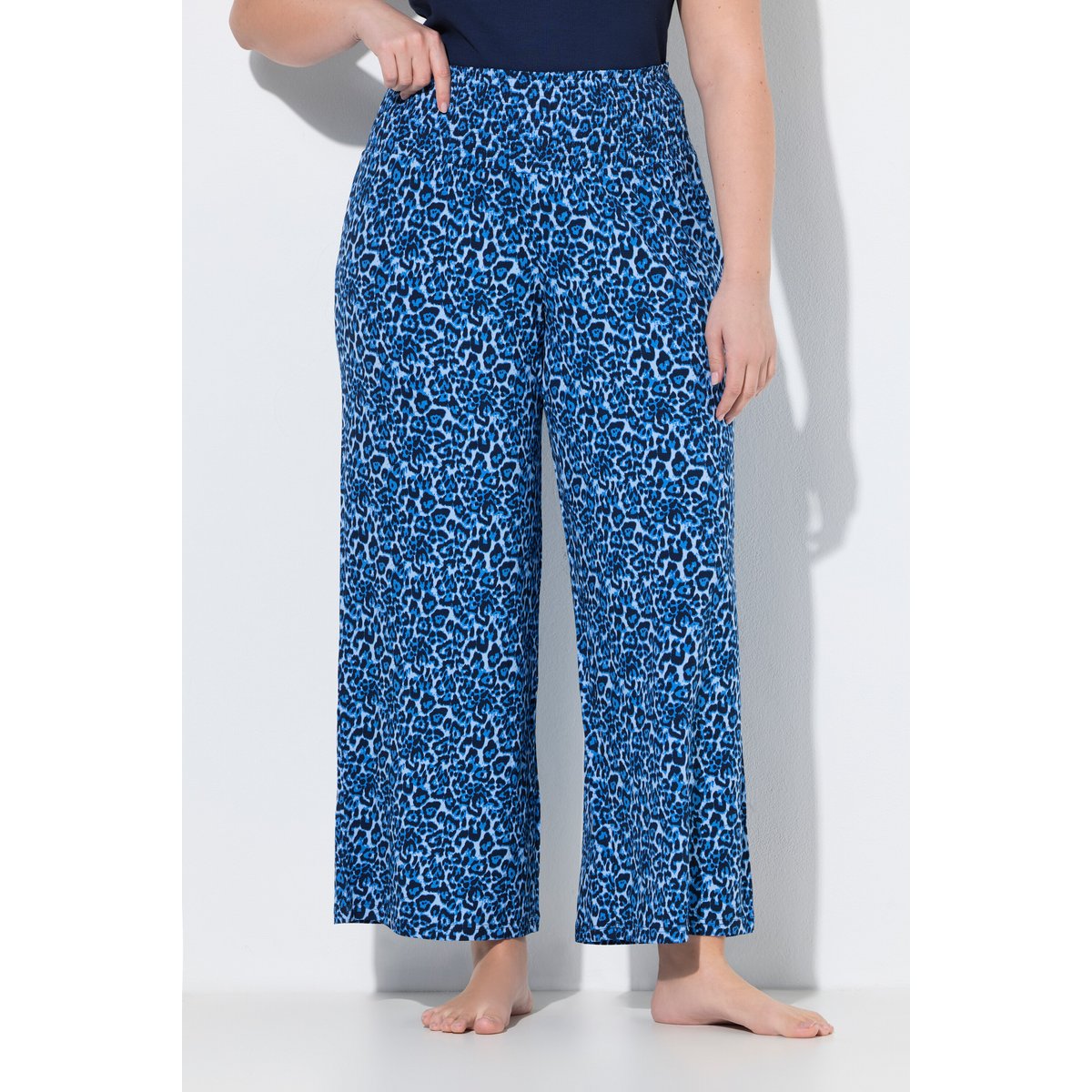 Pantalon Marlène, motif léopard bleu nuit, ULLA POPKEN
