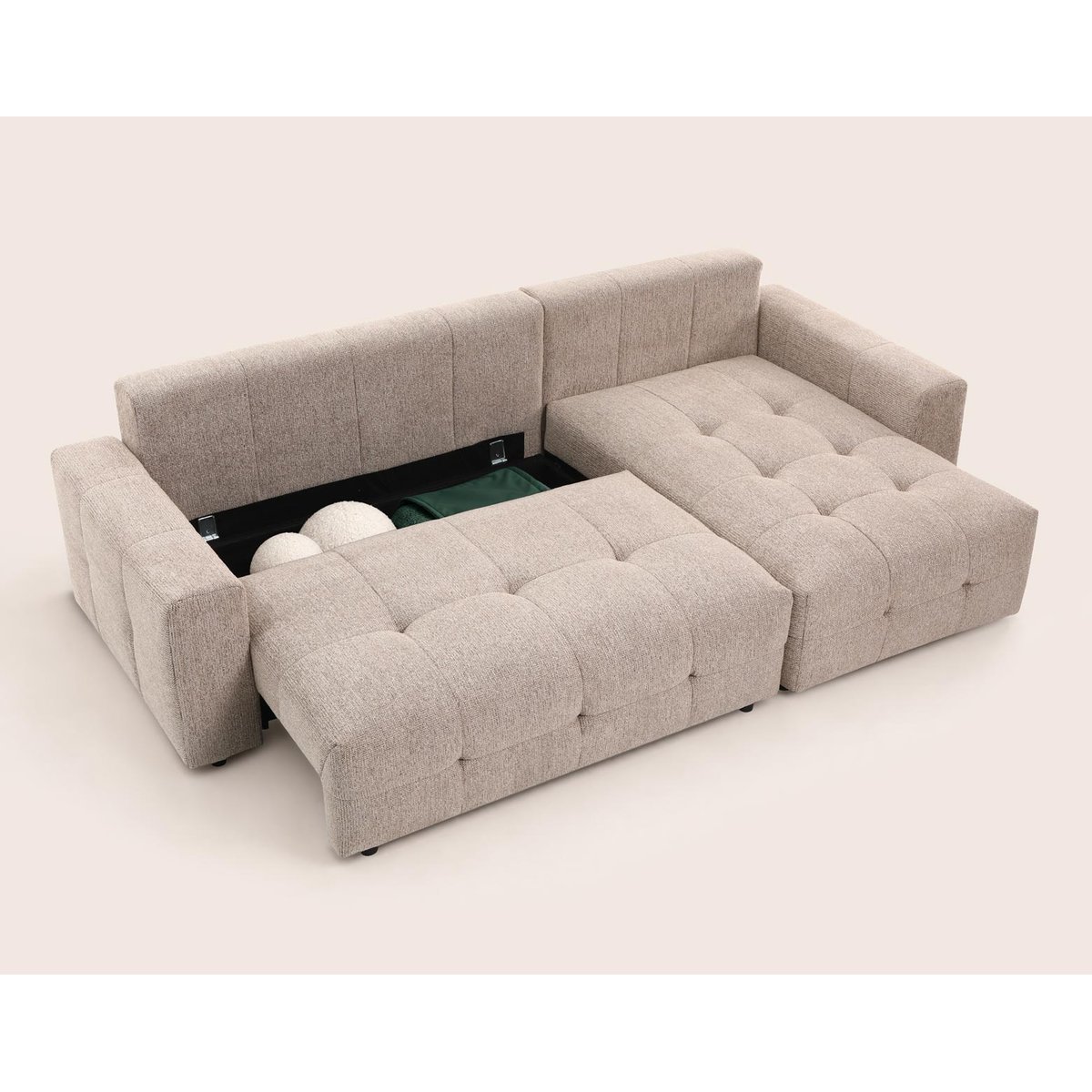 Canapé d'angle réversible 4 places convertible, CARMEN beige, BEST MOBILIER
