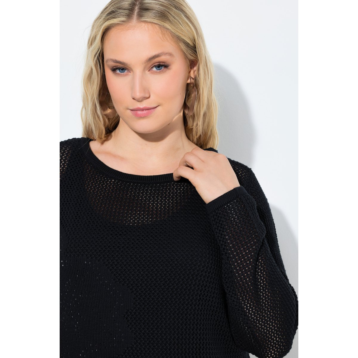 Pull avec cordon à nouer noir, ULLA POPKEN