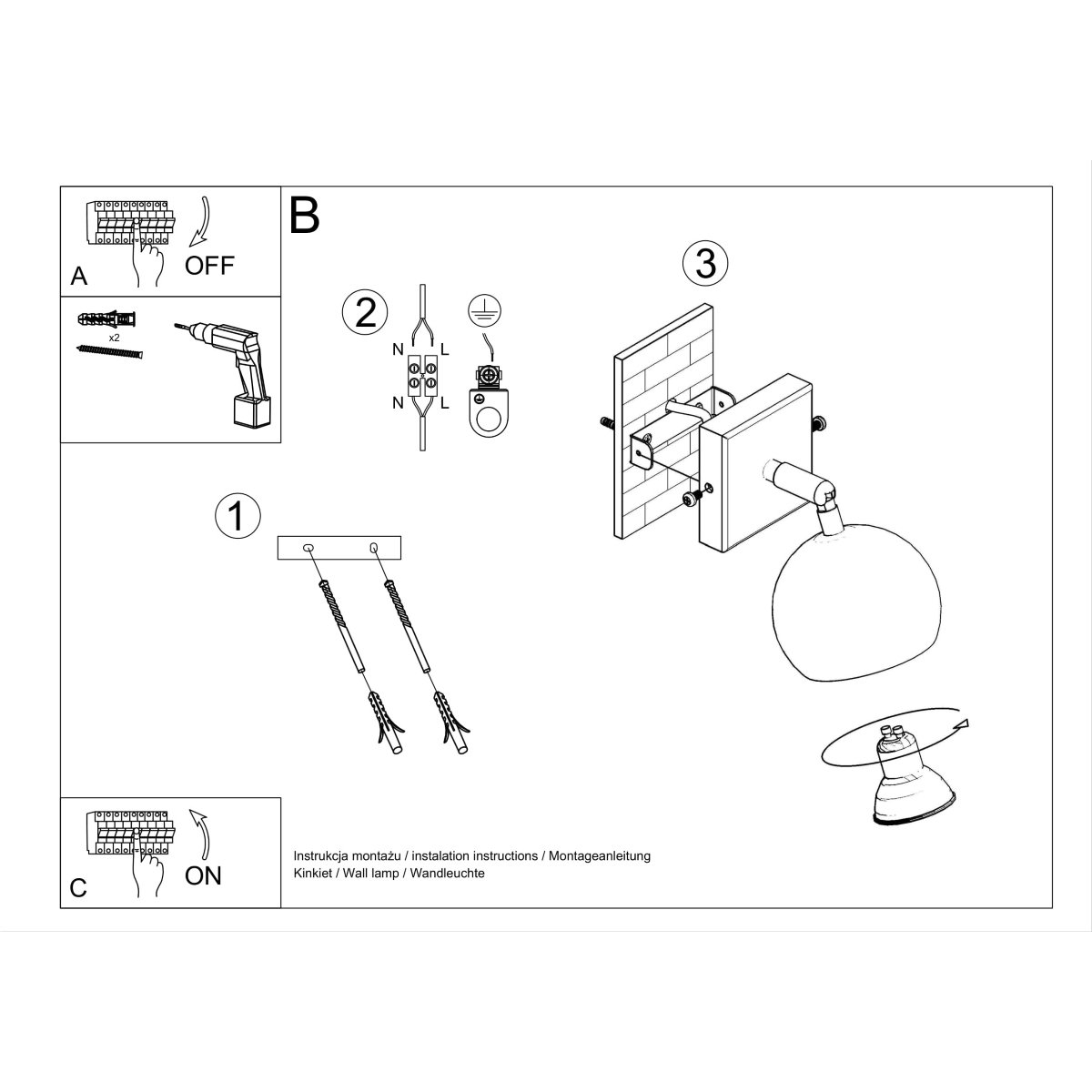 Applique Acier Blanc GU10 1 Oculare blanc, EDEN