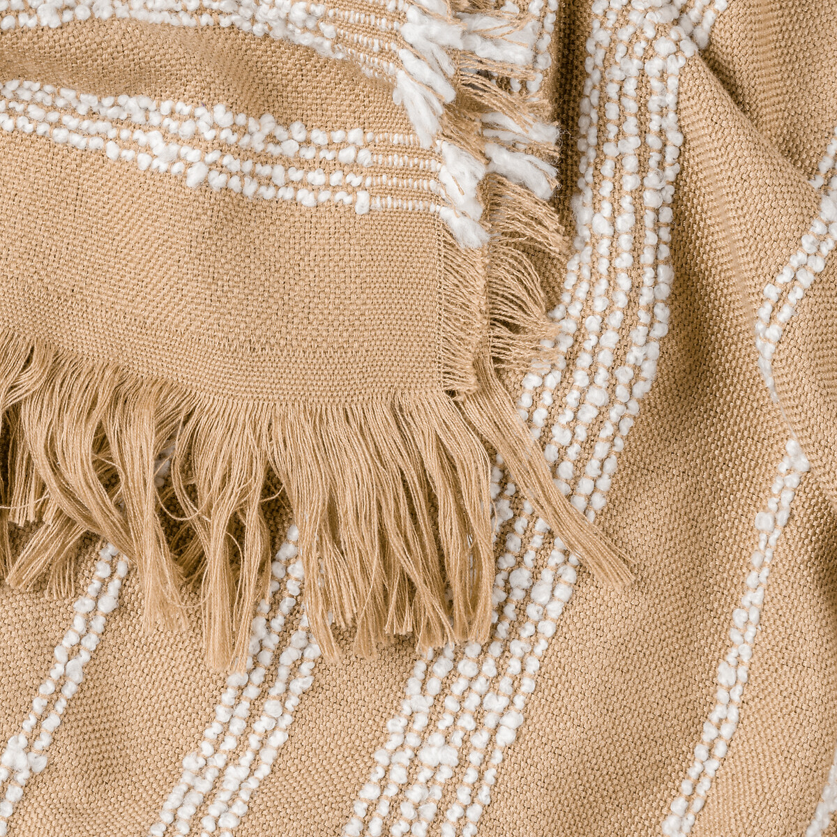Jour Woven Fringed Throw 130x180cm nougat, HÖEM