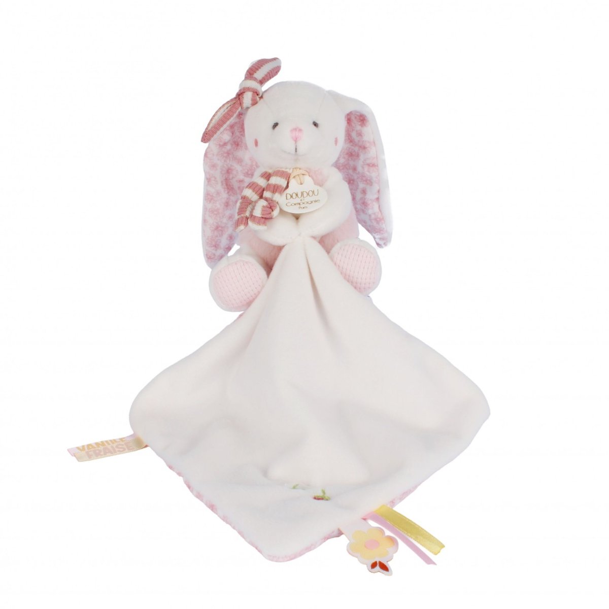 Peluche pantin lapin avec doudou rose, DOUDOU ET COMPAGNIE