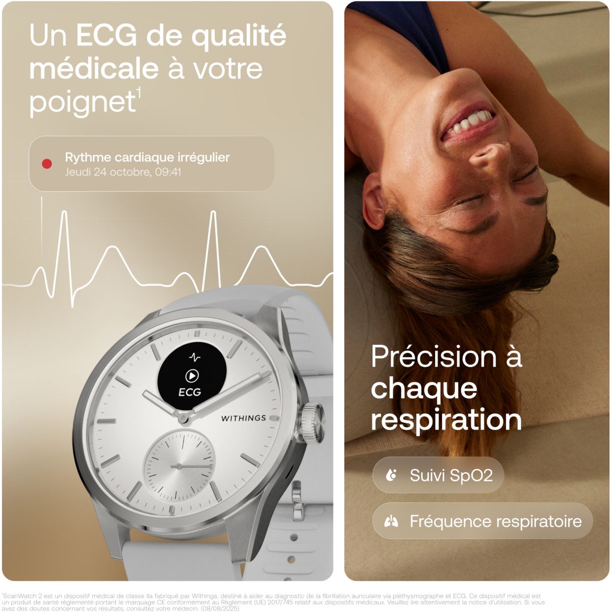 Montre santé Scanwatch 2 42mm Blanche gris, WITHINGS