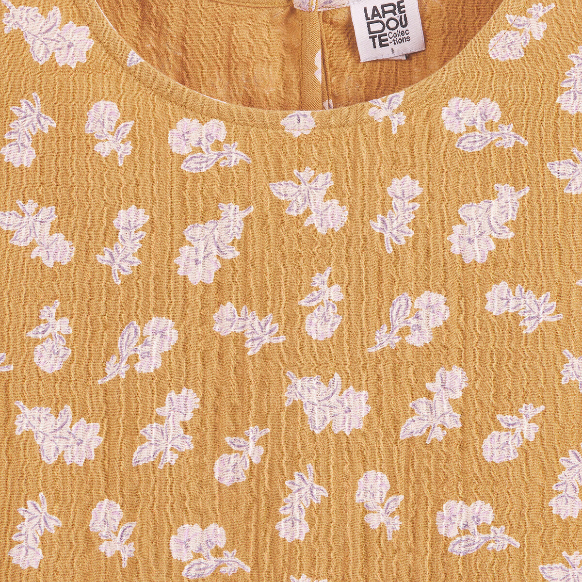 Printed Sleeveless Blouse in Cotton Muslin bronze print, LA REDOUTE COLLECTIONS