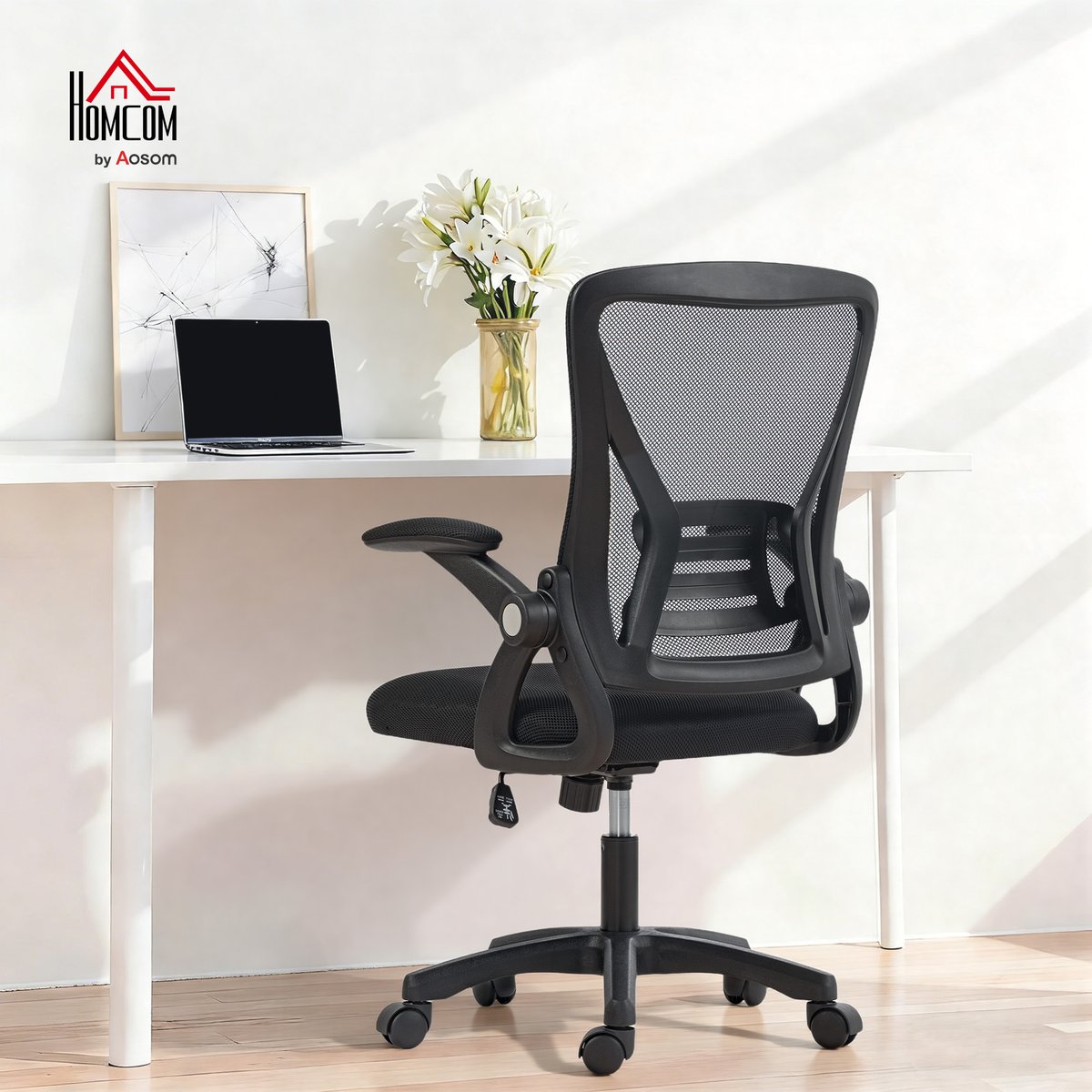 Chaise de bureau Maille (100 % polyester) noir, HOMCOM