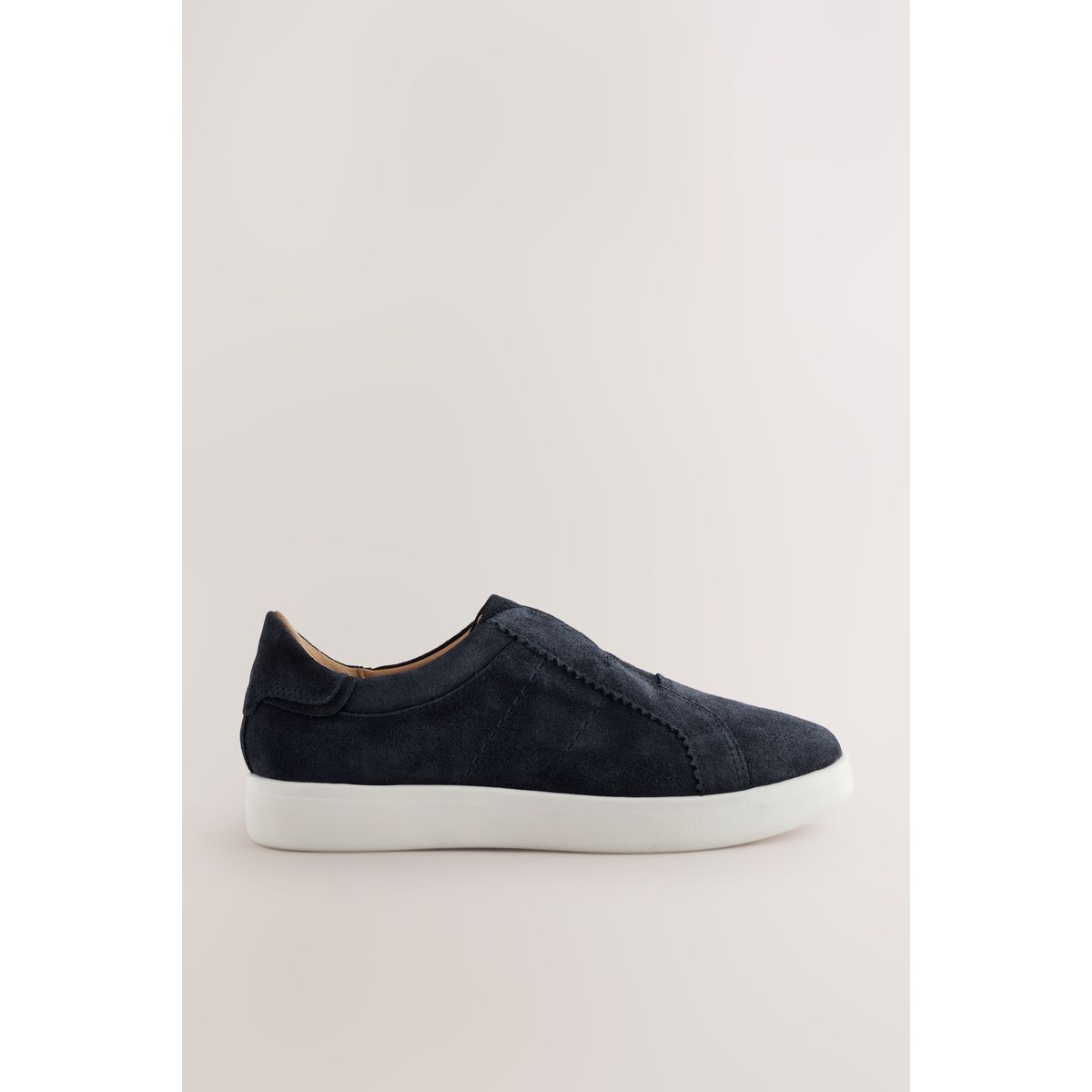 Baskets en cuir haut de gamme sans lacets Signature bleu marine, NEXT