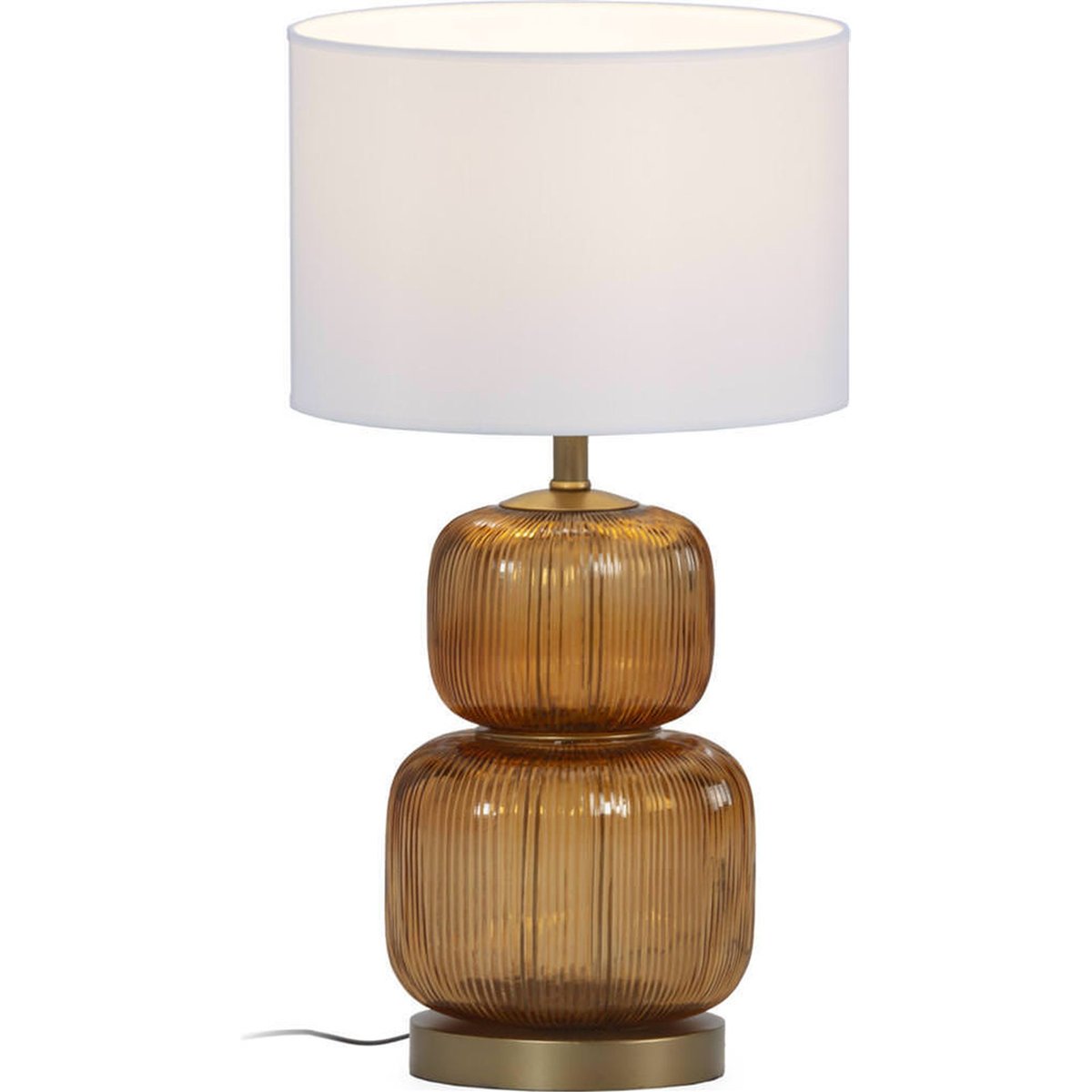 Lampe de table en verre soufflé ambre et doré, RECOLLECTION
