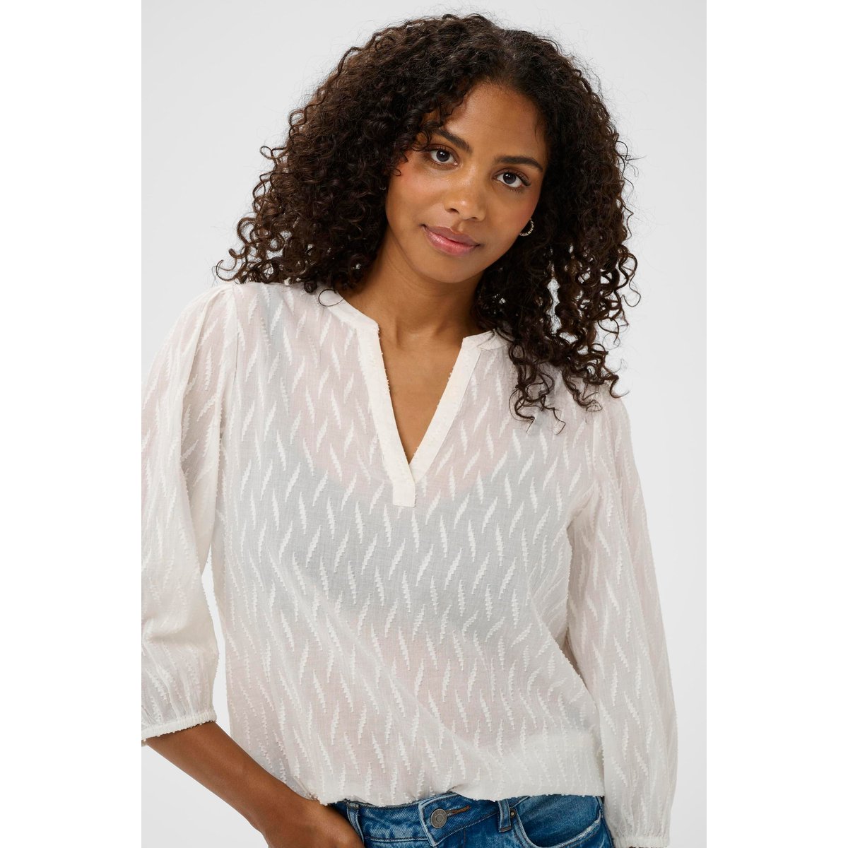 Blouse à manches courtes blanc chalk, KAFFE