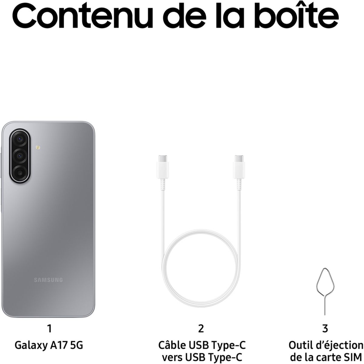 Smartphone Galaxy A17 128Go Gris 5G couleur unique, SAMSUNG