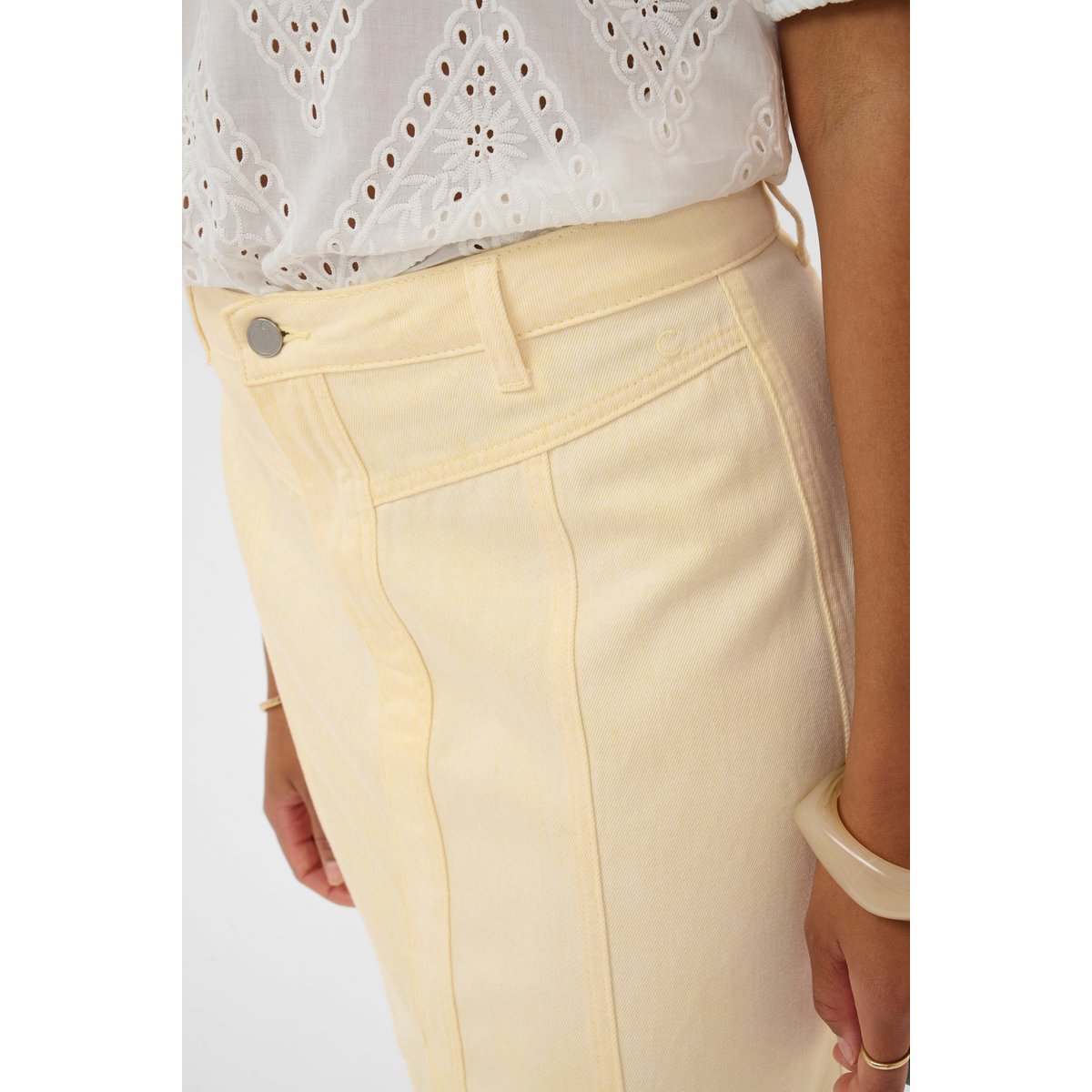 Jupe casual jaune lemon meringue melange, CREAM