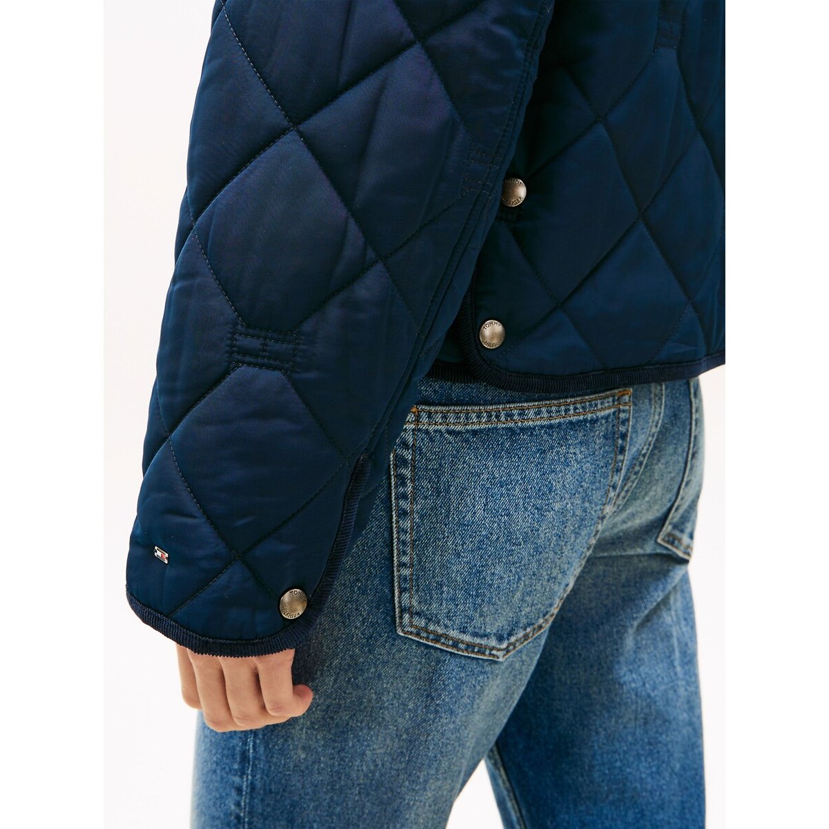 Giacca corta trapuntata con collo a polo navy, TOMMY HILFIGER