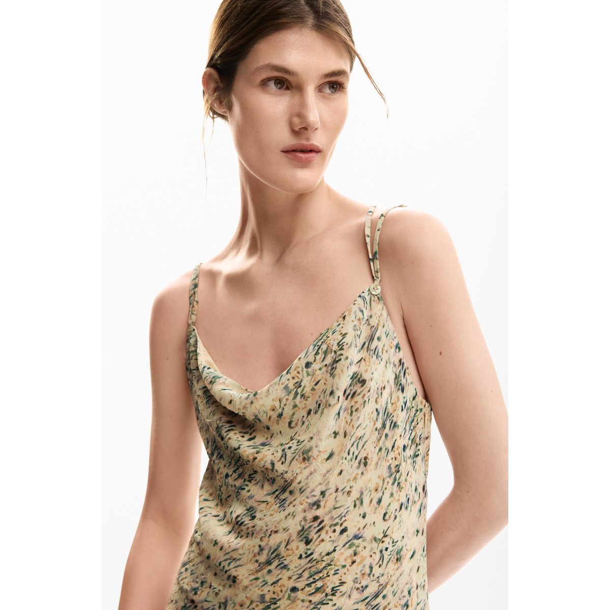 Robe midi champêtre beige, DESIGUAL