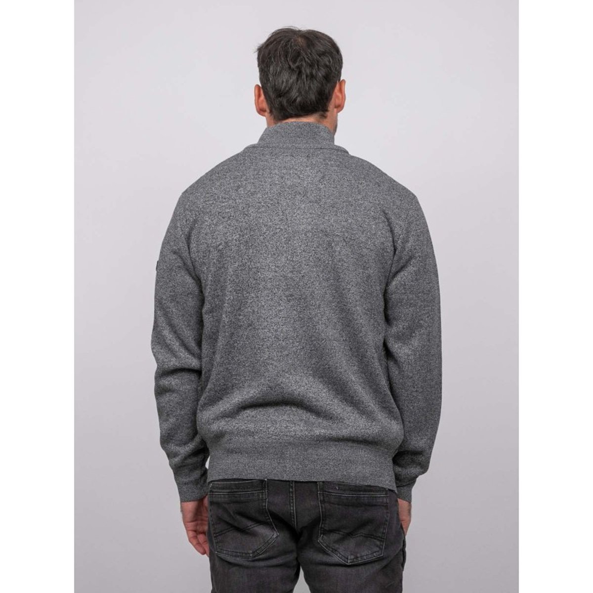 Gilet Zippé Col Montant Motif Géométrique Lideral gris, RITCHIE
