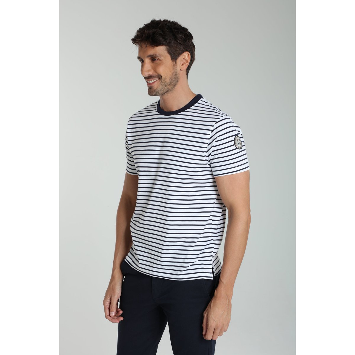T-shirt manches courtes coton STRIPES blanc, GENTLEMAN FARMER