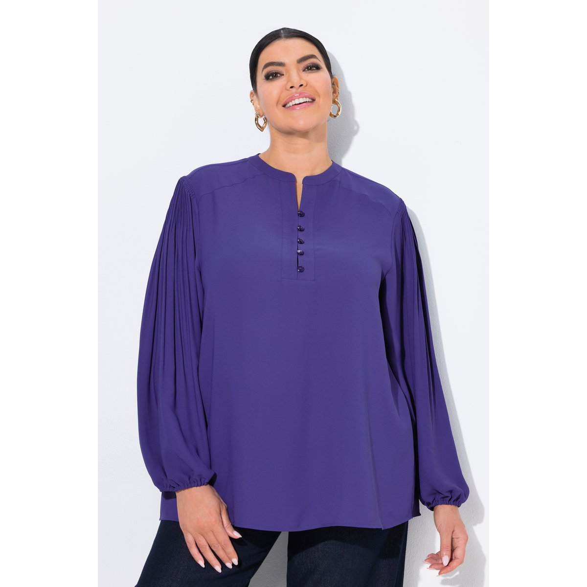 Blouse avec plis fantaisie lys, ULLA POPKEN