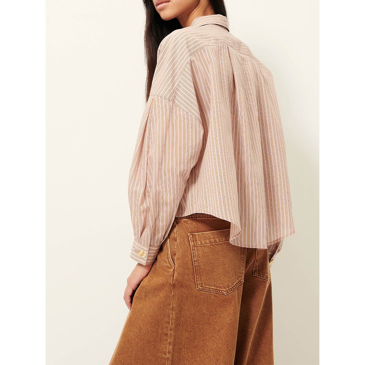 Chemise rayée à manches longues, coupe ample et courte, BALANCA rose clair, SESSUN