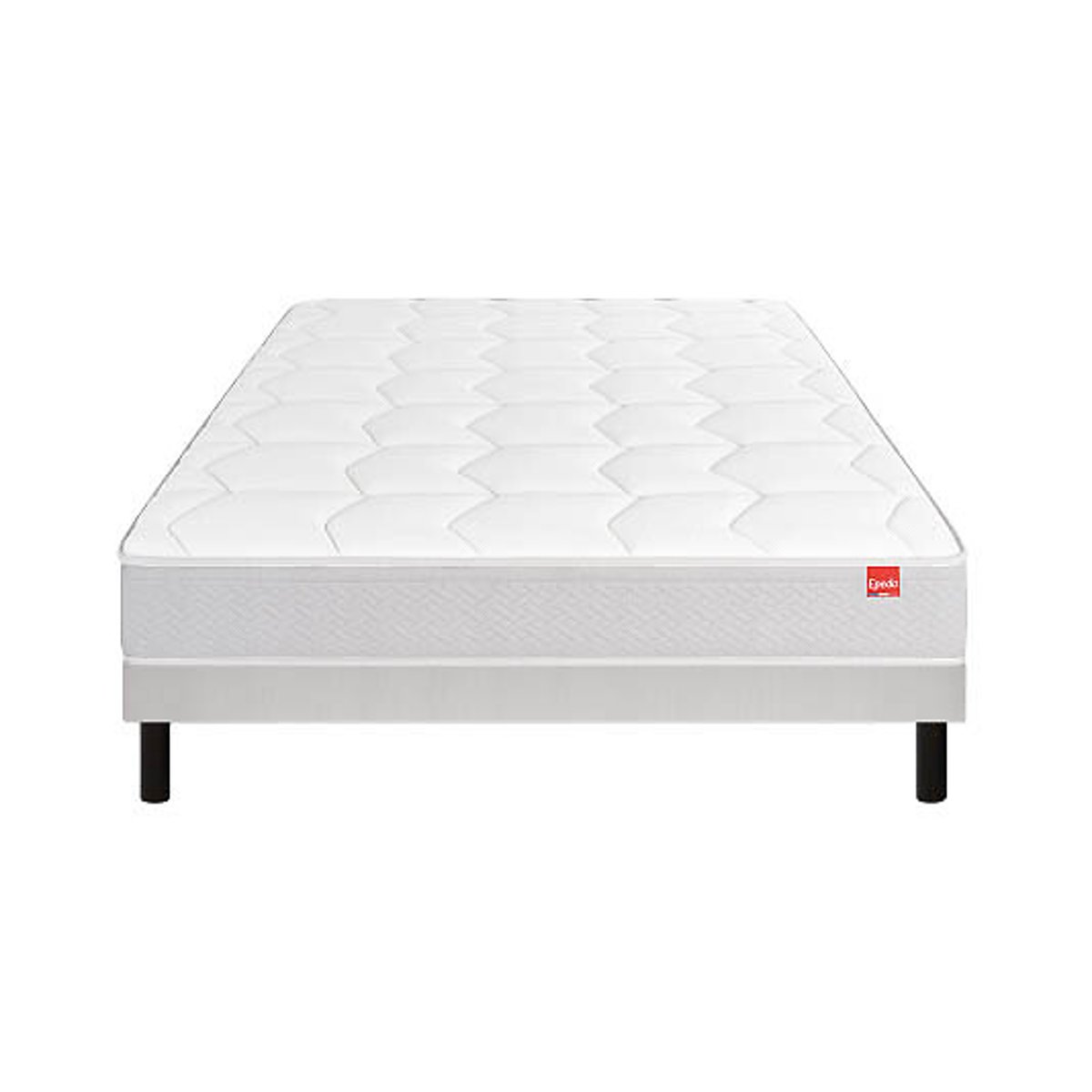 Ensemble matelas 580 ressorts Destination +sommier blanc/gris souris, EPEDA
