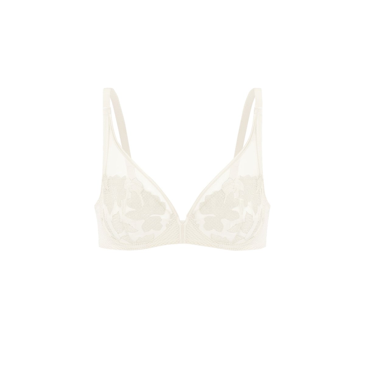 Soutien-gorge triangle emboitant décolleté plongeant, DAHLIA blanc, SIMONE PERELE
