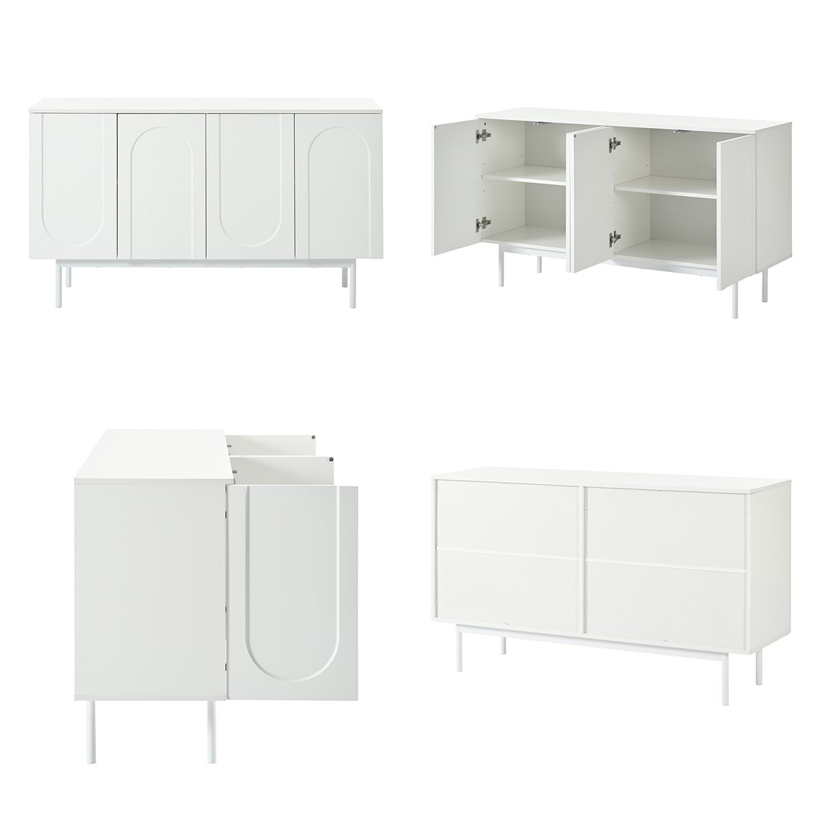 Buffet avec 4 portes 4 couches, BABEDB Buffet blanc, MEUBLES COSY