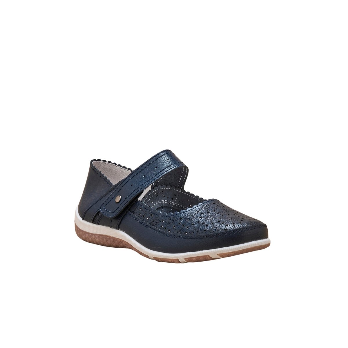 Babies patte scratch cuir ajouré marine, PEDICONFORT