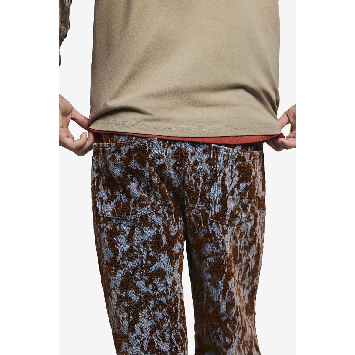 Pantalon droit textures marron, DESIGUAL