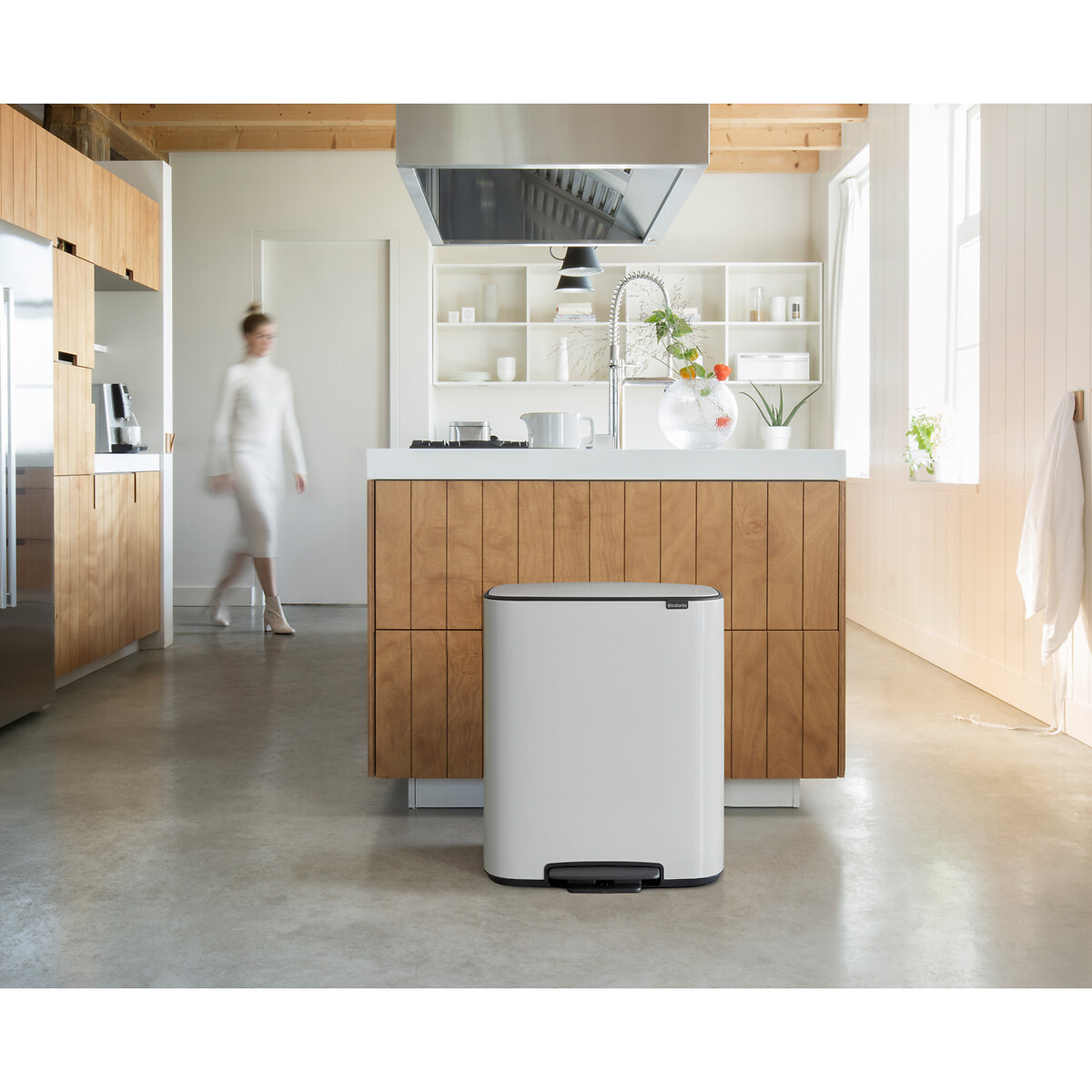 Poubelle de cuisine à pédale Bo 2X 30L blanc, BRABANTIA