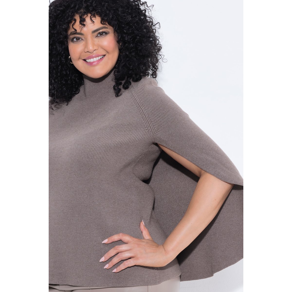 Pull esprit cape, maille chinée marron pâle, ULLA POPKEN