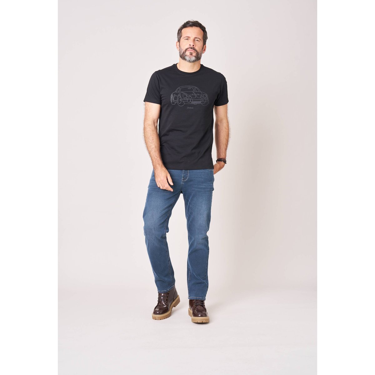 T-shirt regular homme en 100% coton avec imprimé en relief DUSTBORN black, DEELUXE