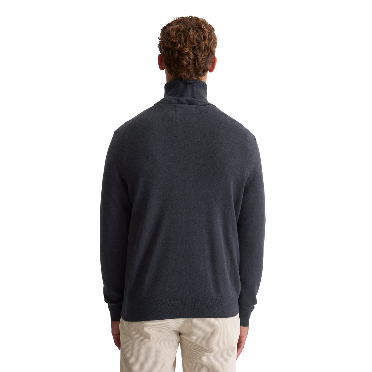 Cardigan zippé regular en mélange de coton et de laine vierge bio bleu foncé, MARC O'POLO