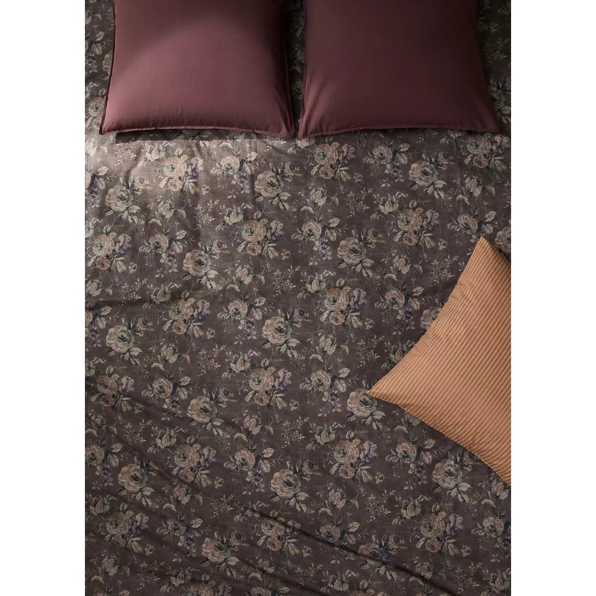 Housse de couette en percale de coton 100 % Lit 180/200 cm marron, MANGO HOME