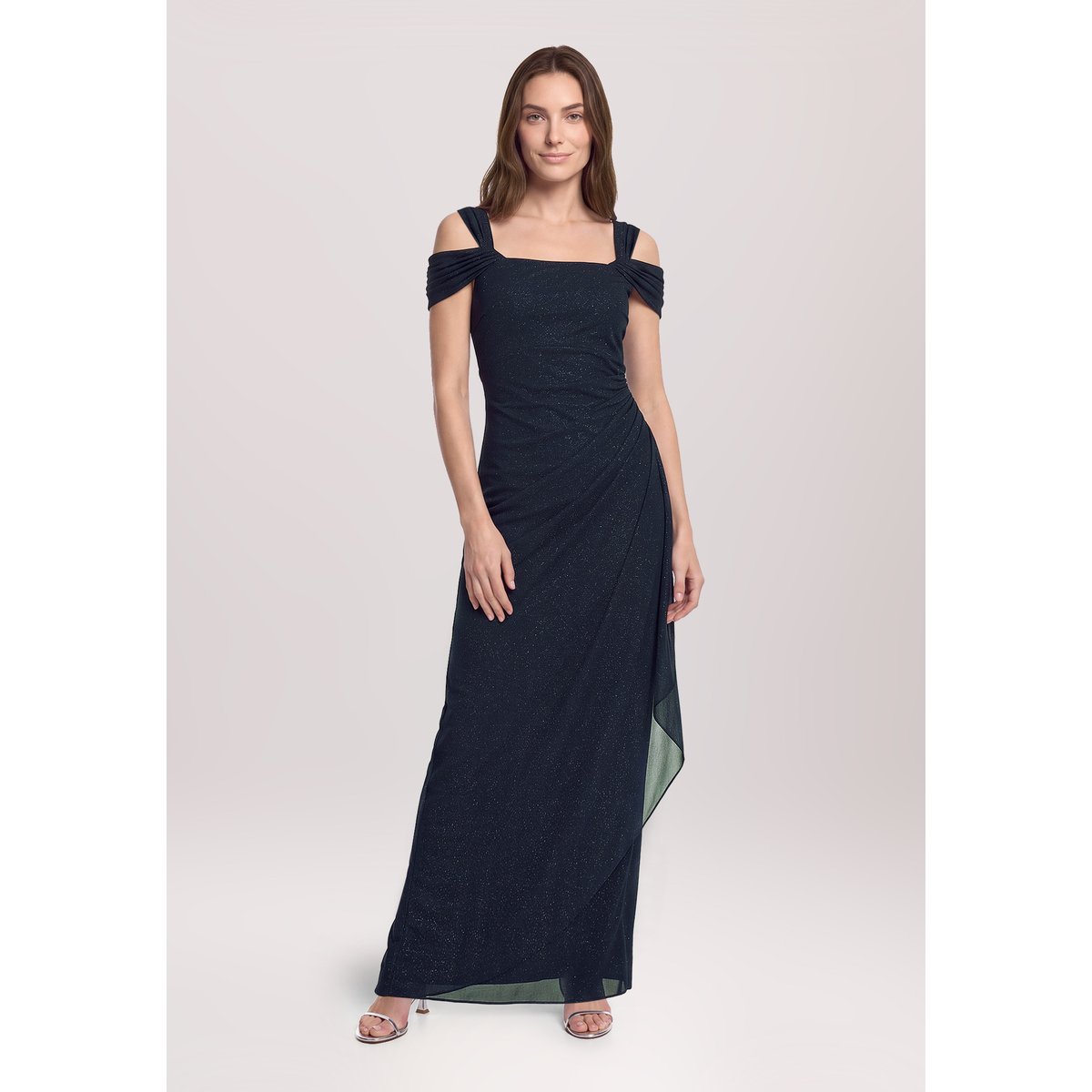 Robe de soirée au look scintillant bleu foncé/gris, VERA MONT