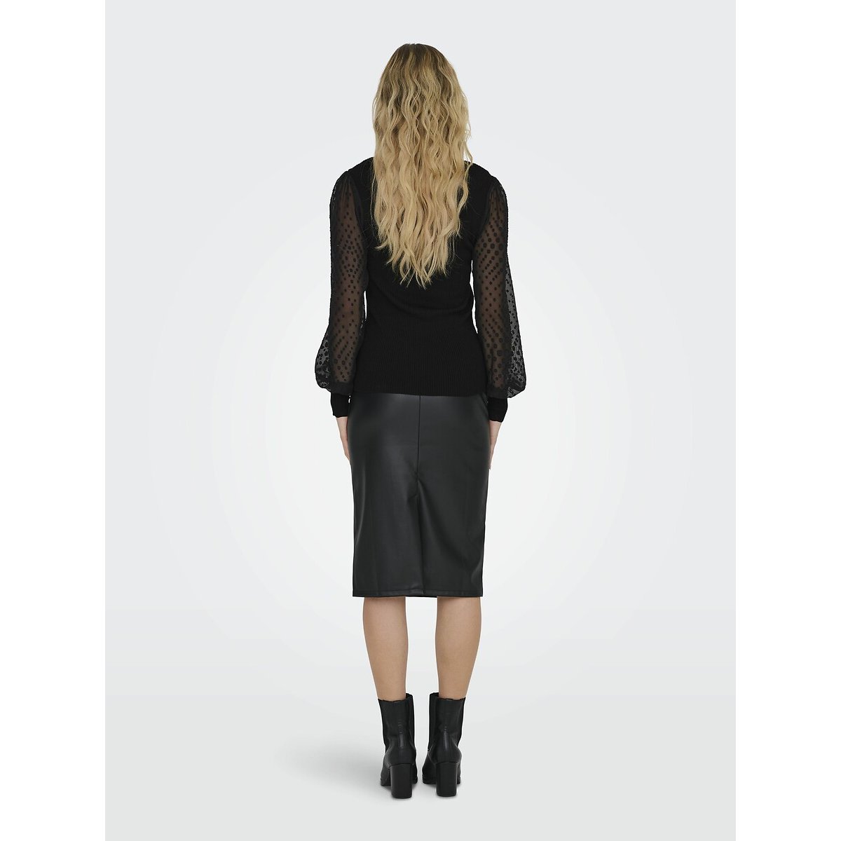 Pull en fine maille, manches en tulle noir, ONLY