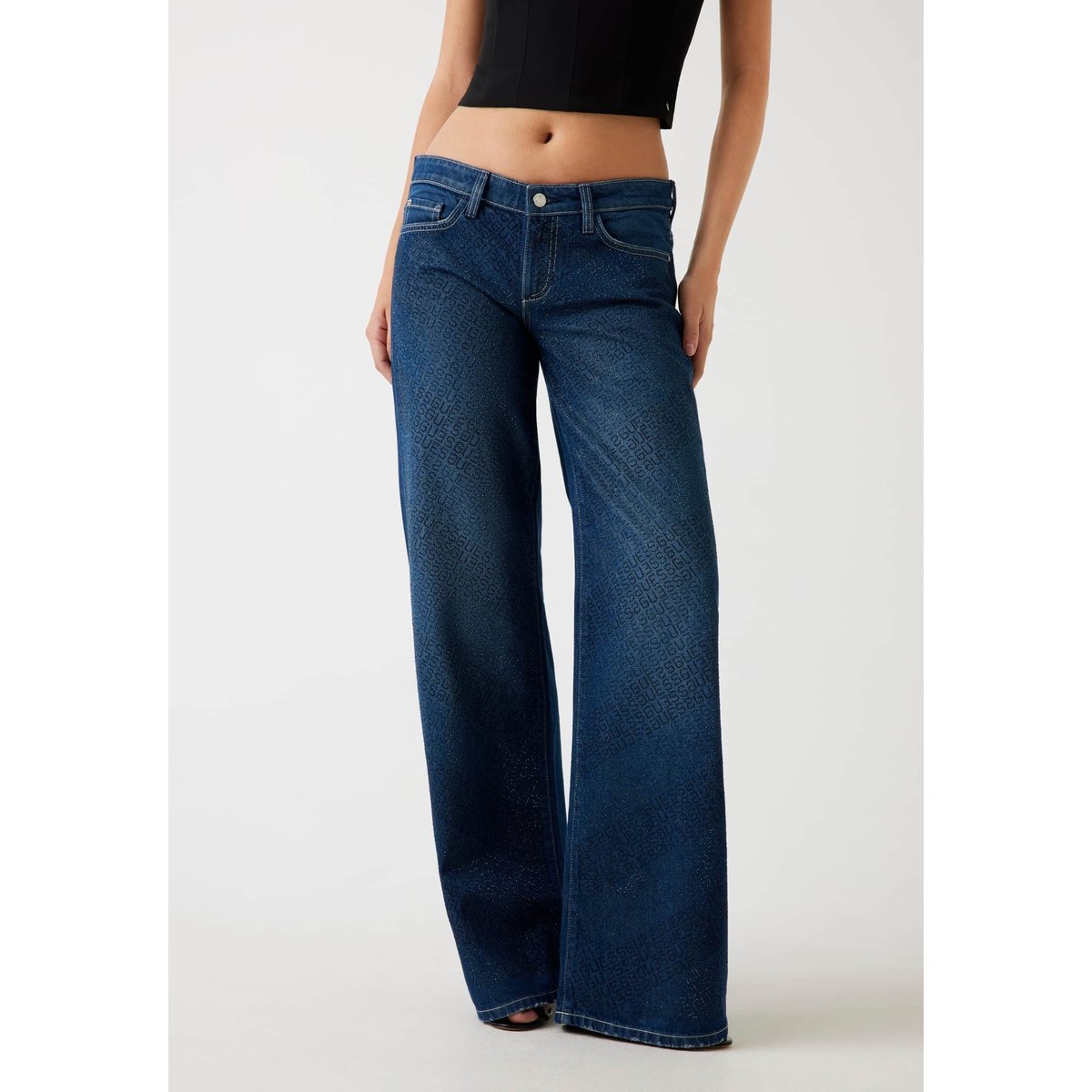 Jean Regular Logo All-Over bleu foncé, GUESS